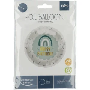 Folieballon - Happy birthday - Regenboog - Blauw - 45cm - Zonder vulling