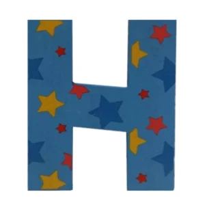 Decoratieletter - H - Hout - 7cm - Blauw