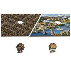 2 in 1 Puzzel - World Landmarks - met figuurtjes - Wooden City