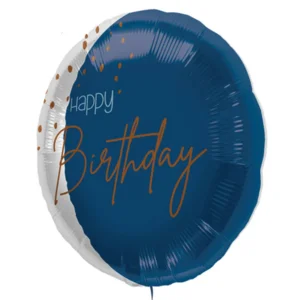Folieballon - Happy birthday - Luxe - Blauw, goud, transparant - 45cm - Zonder vulling