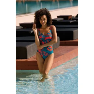 Sunflair Badpak: blauw / rood, V hals ( SUNF.239 )