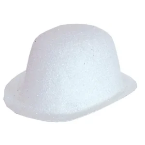 Witte Glitter Bolhoed - Plastic 