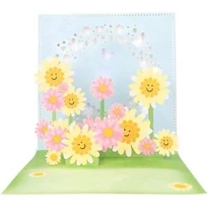Kaart - Pop-up, licht & muziek - Gefeliciteerd, bloemen - 050A