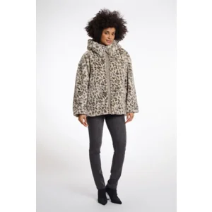 Rino & Pelle Winter jas: Ines, Omkeerbaar, Light pebble and leopard ( RINO.92 )