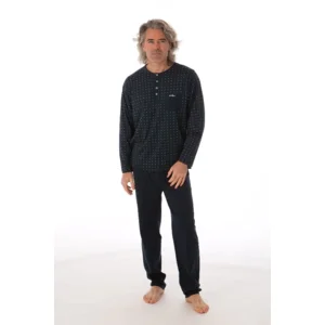 Perlina Heren pyjama: Antoon, Lange mouw, Korte broek en lange broek, Donker Blauw ( LINA.77 )