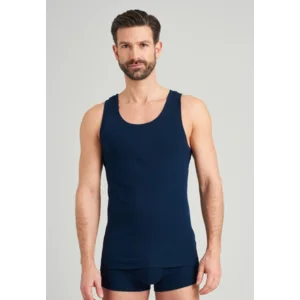 Schiesser Sustainable Rib heren singlet in donkerblauw