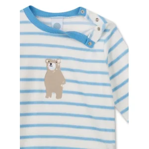 Sanetta pyjama baby jongens: Velours, gestreept ( SAN.62 )