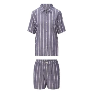 Lingadore Stripes shortama in denim blauw