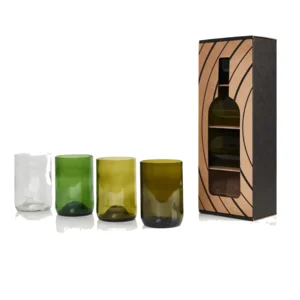 4-pack glazen uit gerecycleerde wijnflessen - Mix