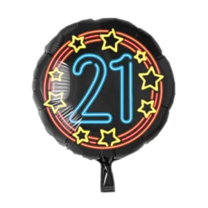 Folieballon - 21 Jaar - Neon - 43cm - Zonder vulling