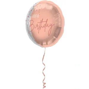 Folieballon - Happy birthday - Luxe - Roze, roségoud, transparant - 45cm - Zonder vulling