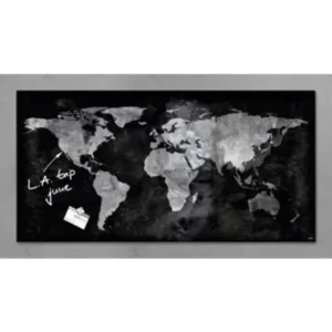 Sigel magnetisch glasbord wereldkaart 91x46 cm