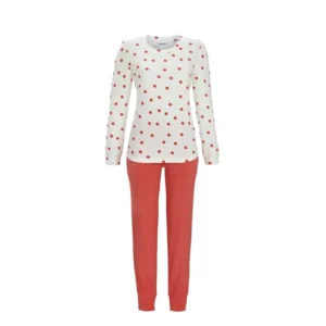 Ringella Dames Pyjama: Ecru / oranje, Badstof ( RIN.593 )