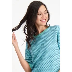 Signe Nature Pull: Turquoise / blauw, korte mouw ( Signe.1211 )