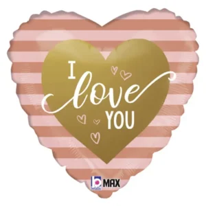 Folieballon - Hart - I love you - Roze goud - 46cm - Zonder vulling