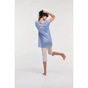 Woody Dames Pyjama Blauw Cavia