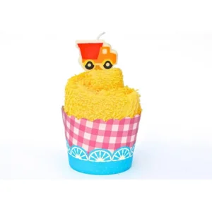 CandyTowels Cupcake Gastendoekje Kraamcadeau Geel 30 x 50 cm