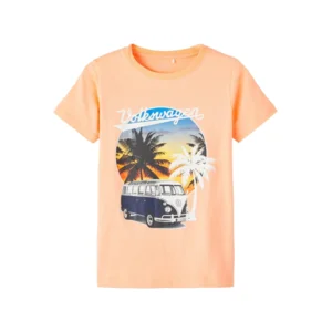 Name it Jongens Oranje Tshirt Fector Volkswagen Bus Peach Nectar