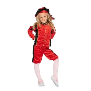 Kostuum - Piet - Rood, zwart - Velours - mt.128