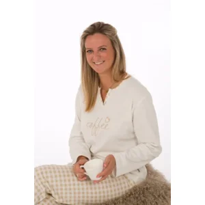 Perlina Dames pyjama: Philinne, gemoltoneerd, beige ( LINA.95 )