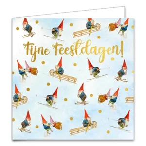 Kaarten - Kerst - Rien Poortvliet - Patroon & sneeuwbol sneeuwpop - 10st.