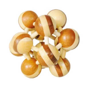 Puzzel - IQ puzzel - Bamboe - Atoom - 8.7x7.0x8.7cm