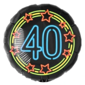 Folieballon - 40 Jaar - Neon - 43cm -  Zonder vulling