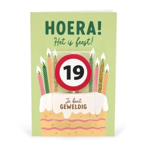 Kaart - Taartkaarsje - 19 jaar