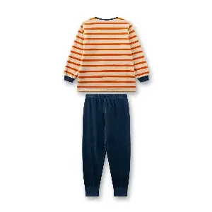 Sanetta Jongens pyjama: Velours, Gestreept tractor ( SAN.164 )