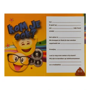 Uitnodigingskaarten - Emoticon - Tropical DJ - 6st.