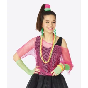 Visnet shirt fluo roze - Roze neon visnet topje