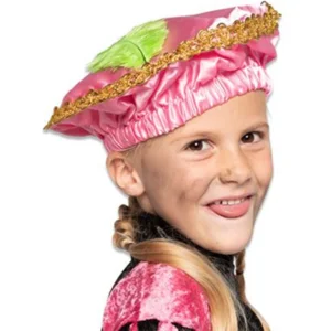 Muts - Baret - Piet - Roze - Satijn- Met veer