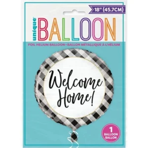 Folieballon - Welcome home - Zwart, wit, goud - 45cm - Zonder vulling
