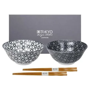 Koffer Set van 2 Kommen 15cm met chopsticks Nippon Black Tayo van Tokyo Design Studio mod2