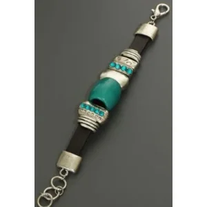 Stoere armband van leer met applicaties kleur