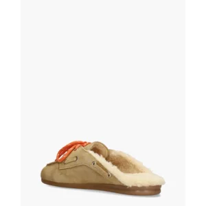 Posa Boat Loafer Mule Fur Lichtbruin Damesslippers