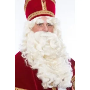 Pruik & baard - Sinterklaas - Losse snor & wenkbrauwen - Deluxe - TV