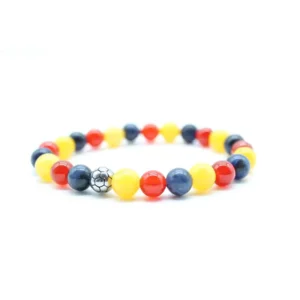 Yellow, Red and Blue Football Bracelet 8mm