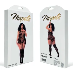 Mapalé Zwarte Bodystocking Met Halslijnen & Bandjes