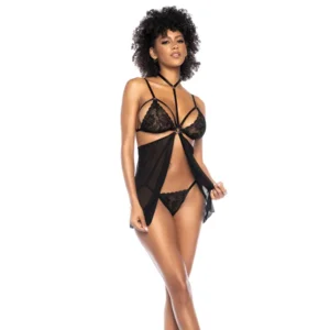 Mapalé Two In One Babydoll & Teddy Zwart