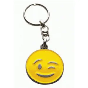 Emoji metalen sleutelhanger - wink smile