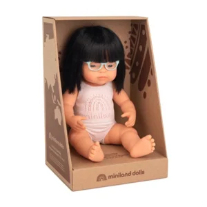 Miniland Babypop Aziatisch Meisje met Bril 38cm