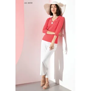 Kris Fashion Dames Pull: Rood, met kolletje ( KRI.30 )