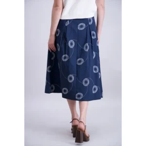 Signe Nature lange rok: Blauw / ecru ( Signe.1359 )