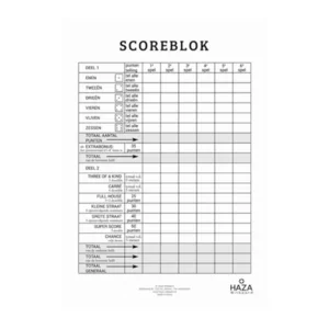 Scoreblok - Yahtzee - Blok 50 vel