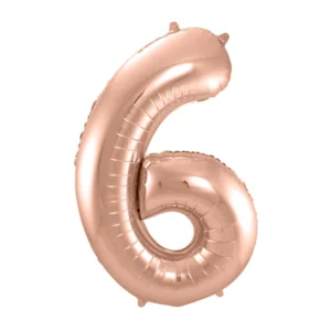 Folieballon - Cijfer - 6 - Rosé goud - 86cm - Zonder vulling