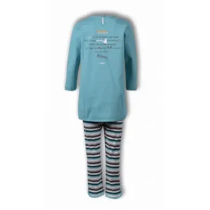 Woody Pyjama Dames - thema 'spookdier' - turqouise/gestreept - 192-1-TUL-S/727