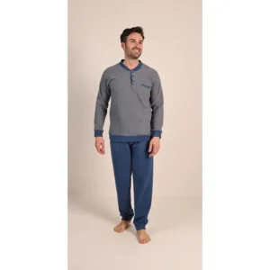 Gary pyjama Heren: Blauw, Punto Milano ( zeer warm ) ( Gary.129 )