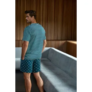 Janira JanMen Heren pyjama: Zomer, Blauw ( JAN.358 )