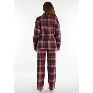 Tom Tailor Pyjama dames: Flanel, doorknoop model, Bordeau ( TOM.40 )
